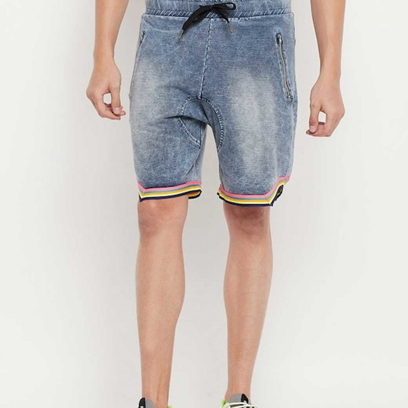 Men Blue Washed Denim Shorts