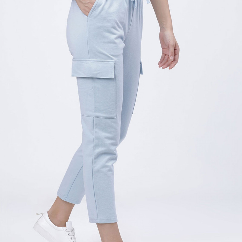 Women Blue Solid Slim-Fit Casual Track Pants