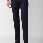 Men Navy Blue Slim Fit Trousers